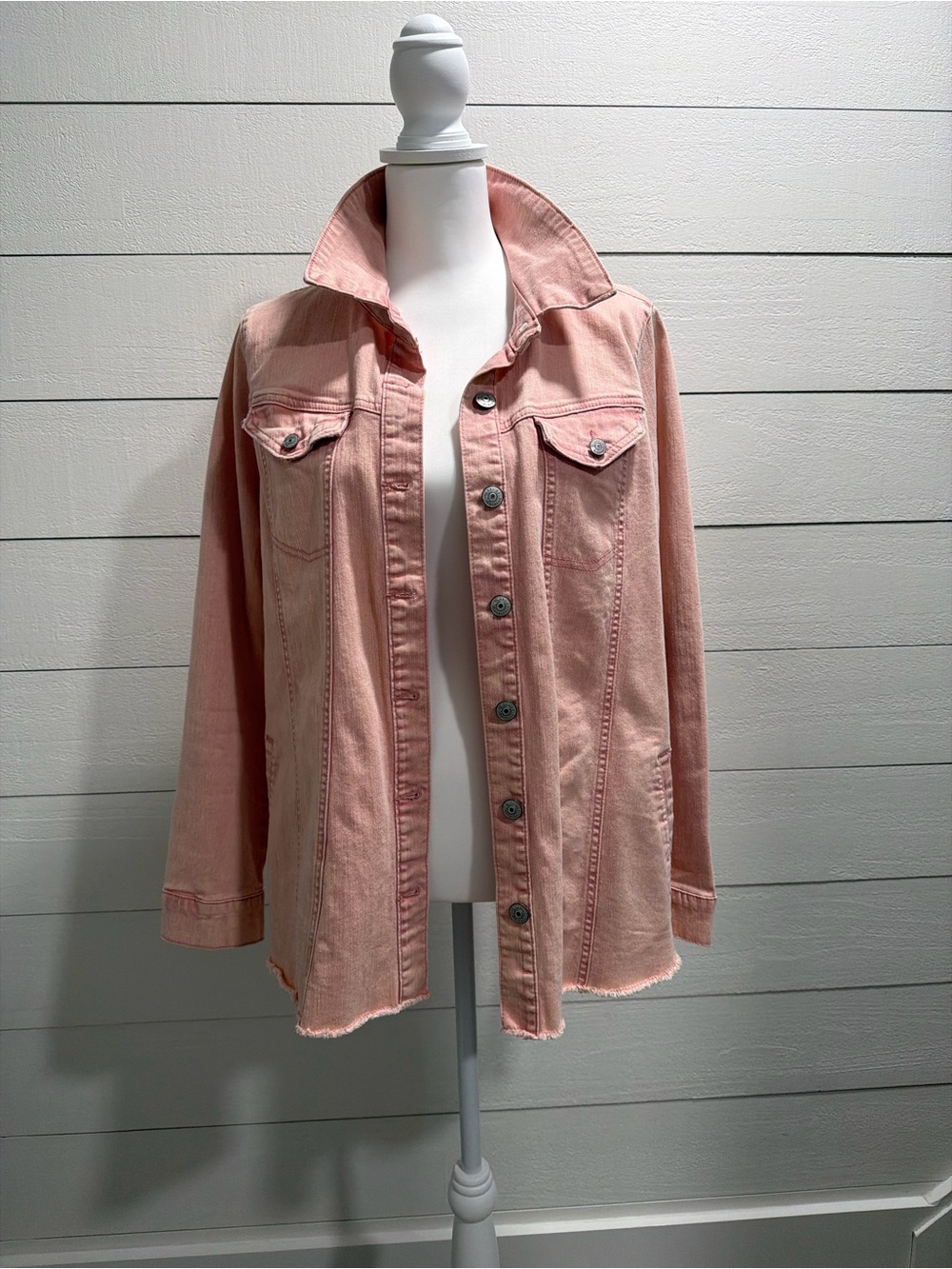 LOGO by Lori Goldstein Washed Pink Denim Jacket